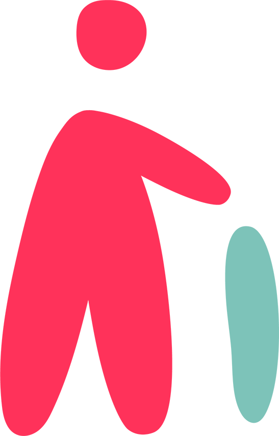 Dessin graphique d'une personne rose avec une canne bleue. Si vous cliquez sur l'image, vous serez redirigé vers la page intitulée Mieux-être des aînés.
